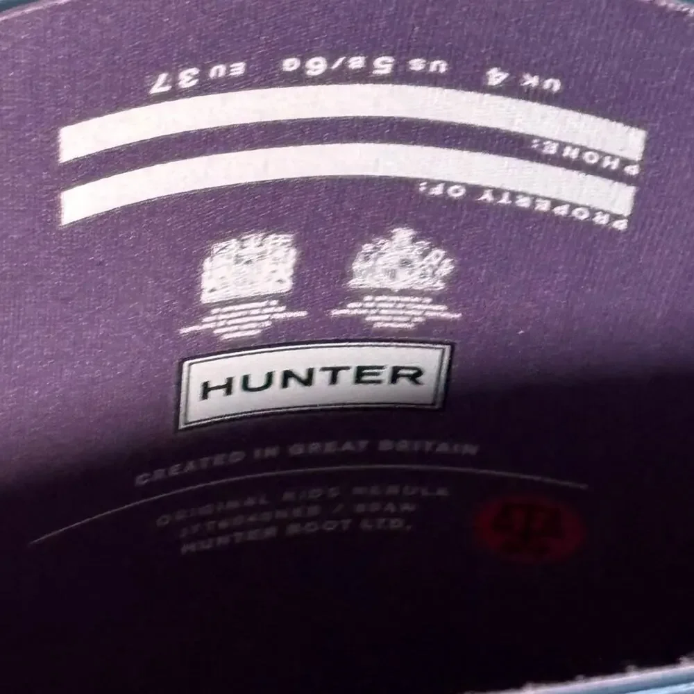 Hunter Original Tall Gloss Rain Boots Purple Iridescent Waterproof Wellies 5